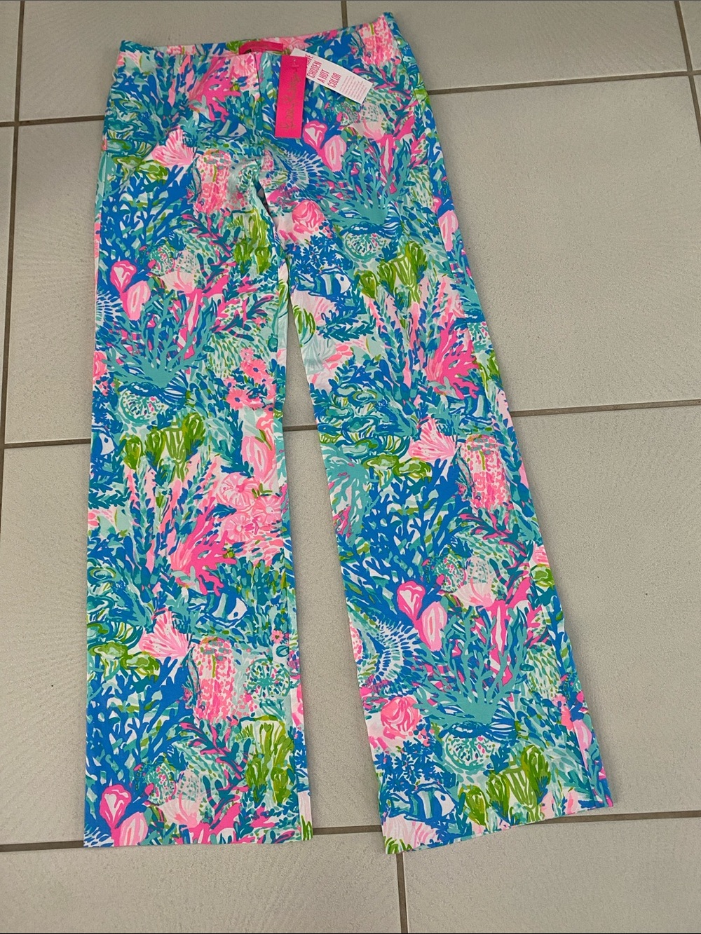 NWT Lilly Pulitzer Georgia May Palazzo Pants Multi Fish My Wish Medium